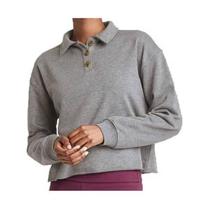 Wild Fable MED Women's Cropped Polo Shirt, Gray MED + Free Shipping